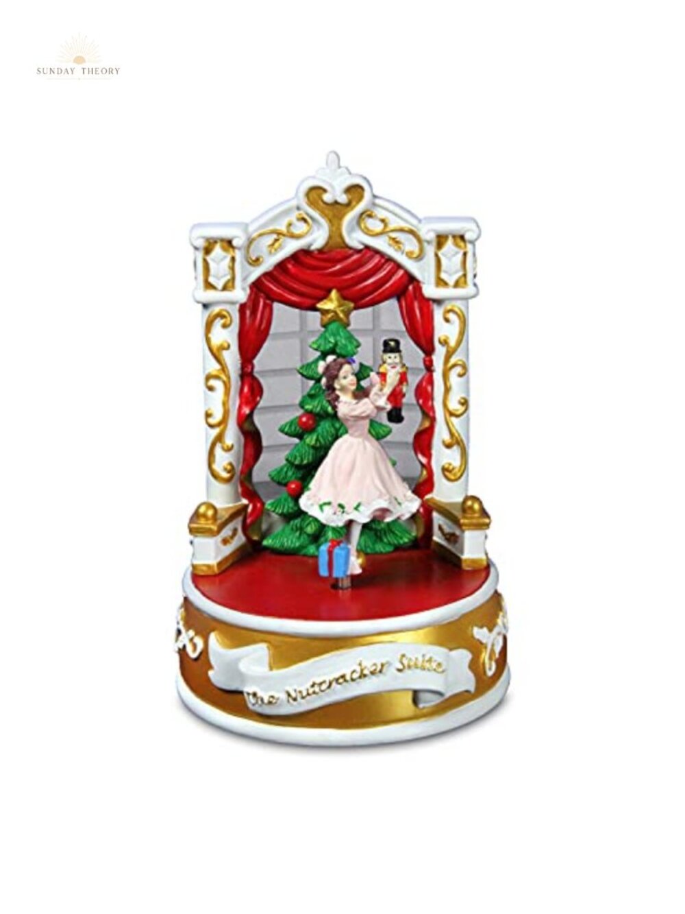 Hand-Painted Nutcracker Musical Figurine with Rotating Clara and 18-Note